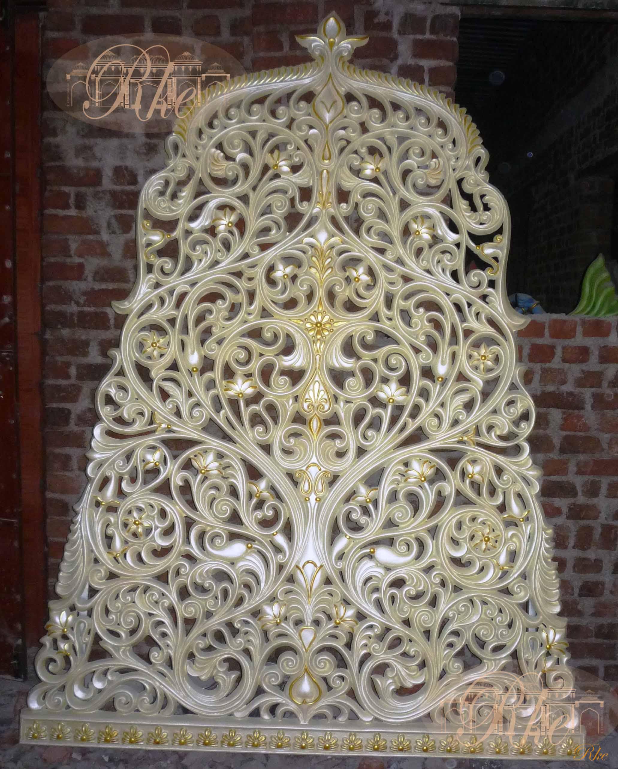 flower mandap stage jali design for backdrop fiberglass panel 8 feet long and 6 feet wide for unique wedding decor for bride and groom  