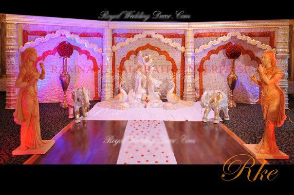 wedding stage outdoor devdasa mandap and stage for mythological theme with peacock and elephant looks nice in wedding events